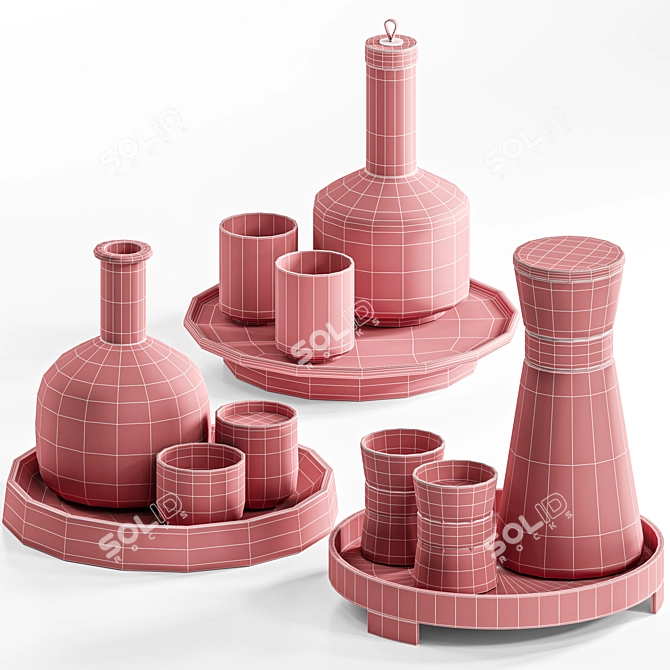 Modern Tableware Set - 10 Pieces 3D model image 4