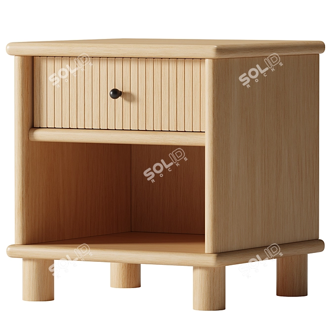 Elegant Elora Nightstand in Walnut 3D model image 1