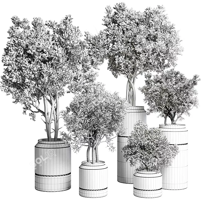 Concrete Vase Plant Set 491 3D model image 7