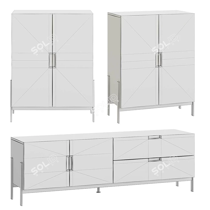 Modern TV Stand Ligess Enclosed 3D model image 5