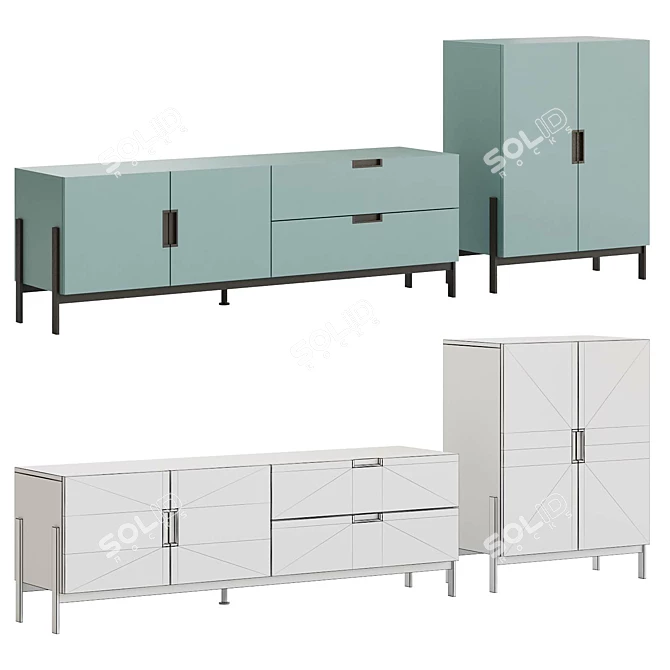 Modern TV Stand Ligess Enclosed 3D model image 6