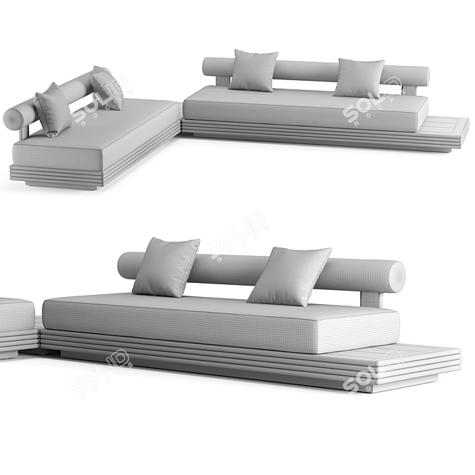Teak Bondi L-Sectional Sofa 3D model image 4