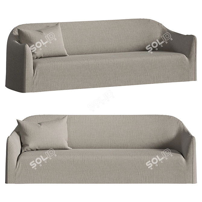 Modern 4 Seater Linen Sofa 3D model image 1