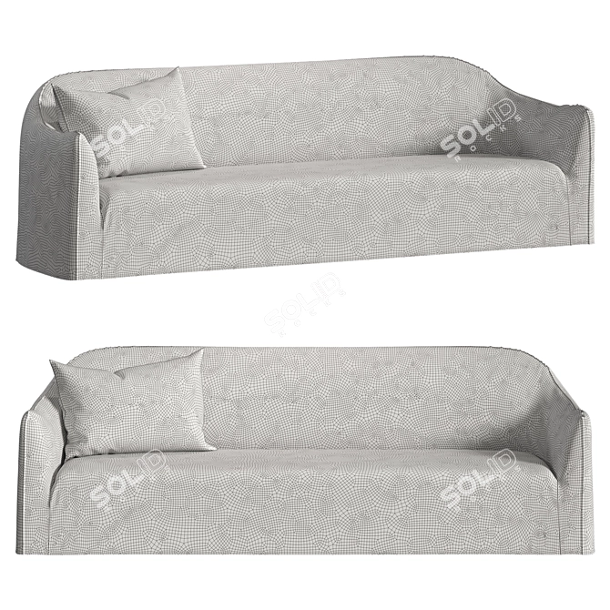 Modern 4 Seater Linen Sofa 3D model image 2