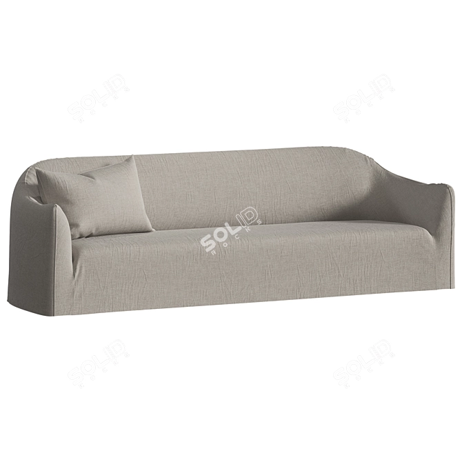 Modern 4 Seater Linen Sofa 3D model image 5