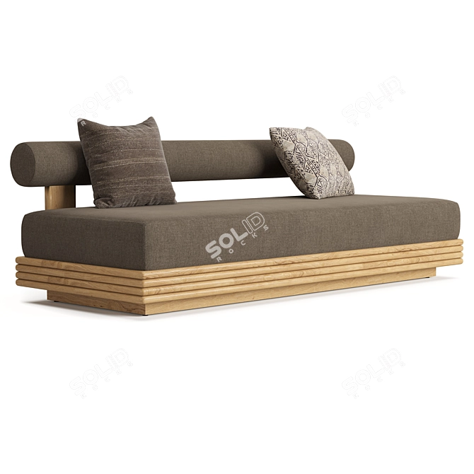 Bondi Teak Armless Sofa - 84 3D model image 2