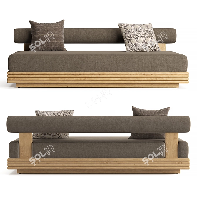 Bondi Teak Armless Sofa - 84 3D model image 3