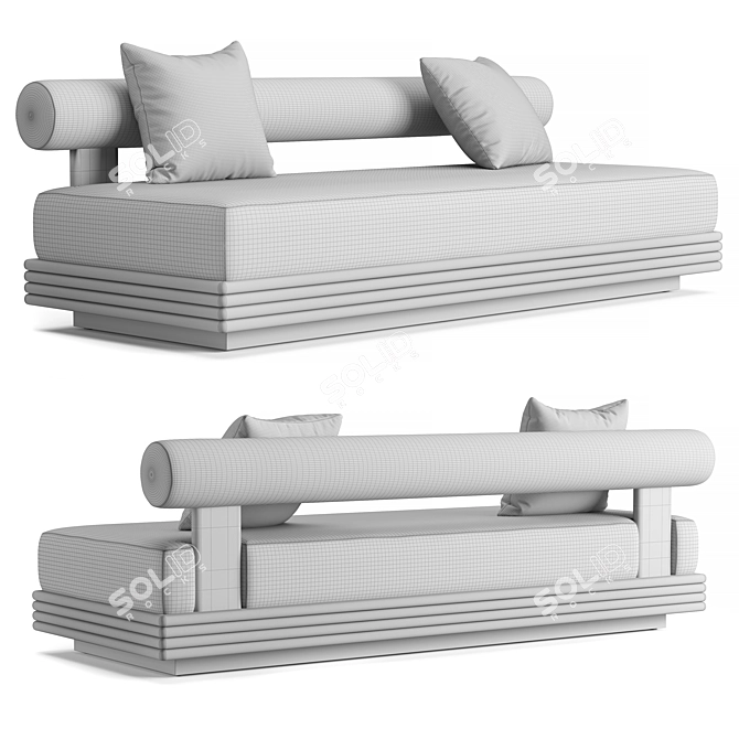 Bondi Teak Armless Sofa - 84 3D model image 4