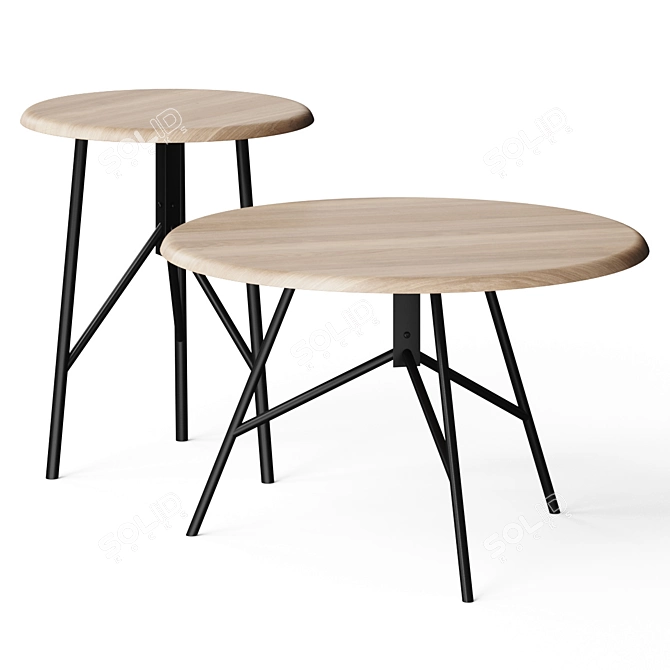 Modern Coffee Table Set with Files 3D model image 2