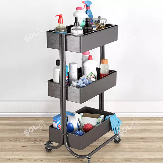 Cleaning Trolley with Fillings 3D model image 6