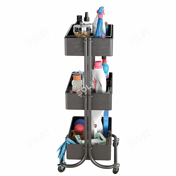 Cleaning Trolley with Fillings 3D model image 10