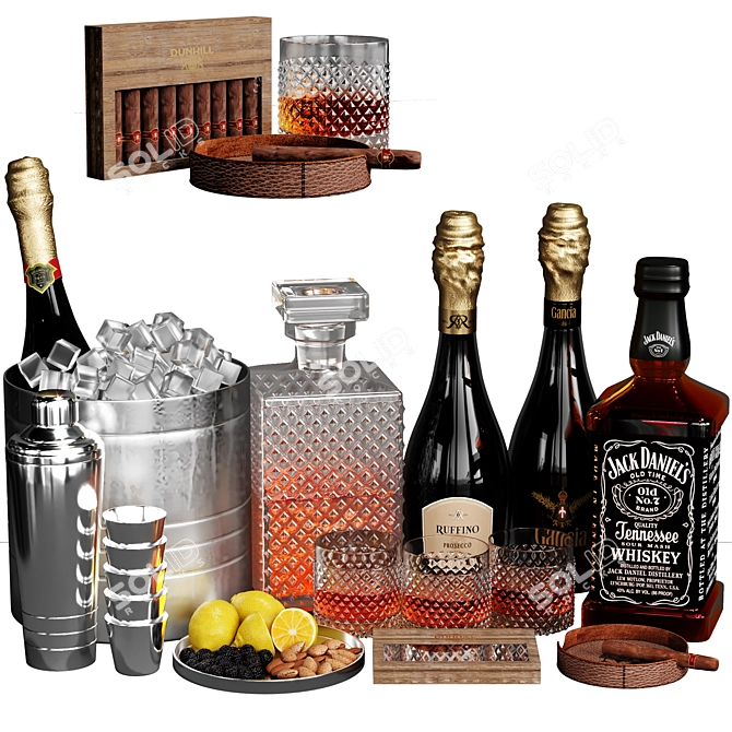 Luxury Beverage & Cigar Set 3D model image 1