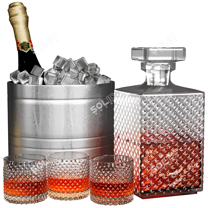 Luxury Beverage & Cigar Set 3D model image 2