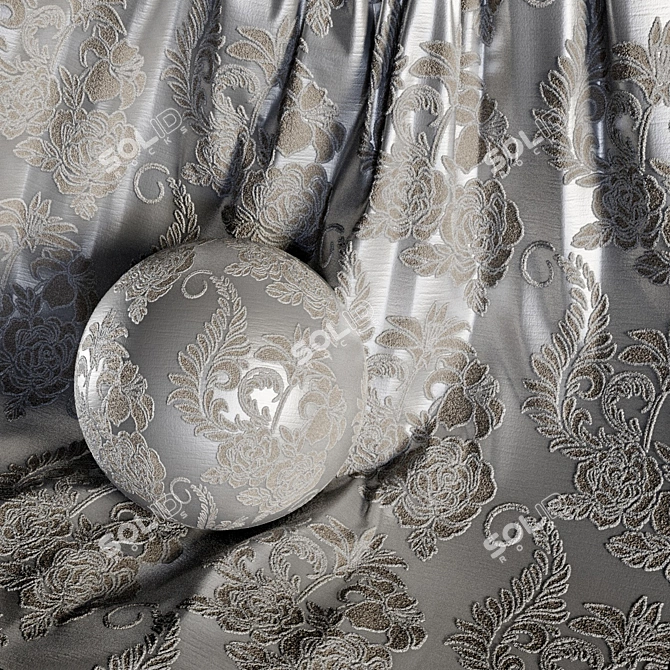 Damask Floral Jacquard Brocade 3D Textures 3D model image 2