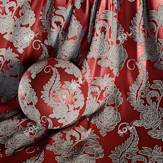 Damask Floral Jacquard Brocade 3D Textures 3D model image 3