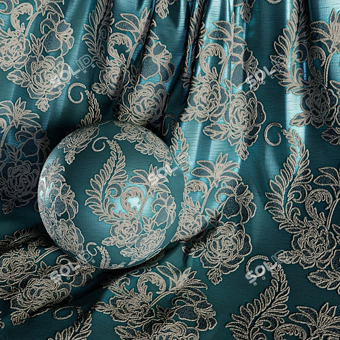 Damask Floral Jacquard Brocade 3D Textures 3D model image 4