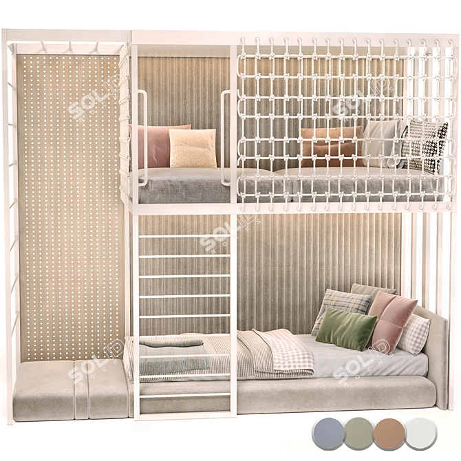 Kids Dual-Level Bed 2016 3D model image 4