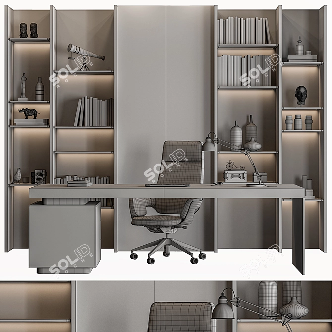 Executive Office Desk 610 3D model image 5