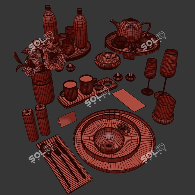 Elegant Tableware MA Set 33 3D model image 5