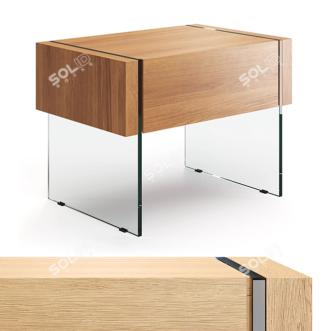 Cosmo Somerset Nightstand with Glass Legs 3D model image 1