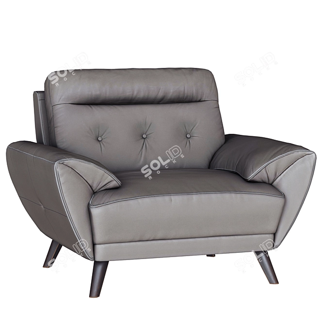 Elegant Retro Style Leather Armchair 3D model image 1