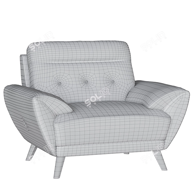 Elegant Retro Style Leather Armchair 3D model image 3