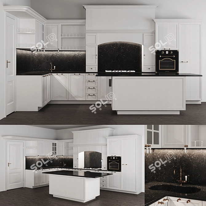  Neo-Classical Corner Kitchen Set 3D model image 3