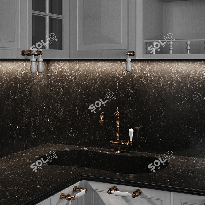  Neo-Classical Corner Kitchen Set 3D model image 4