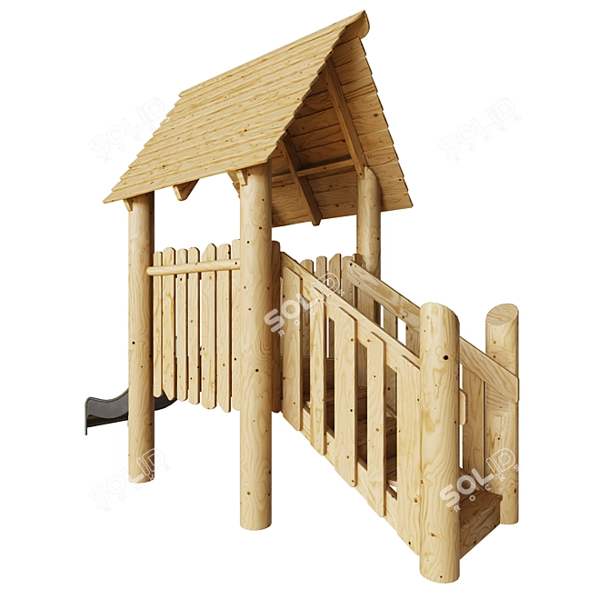 Kids Playhouse with Slide & Swing 3D model image 1