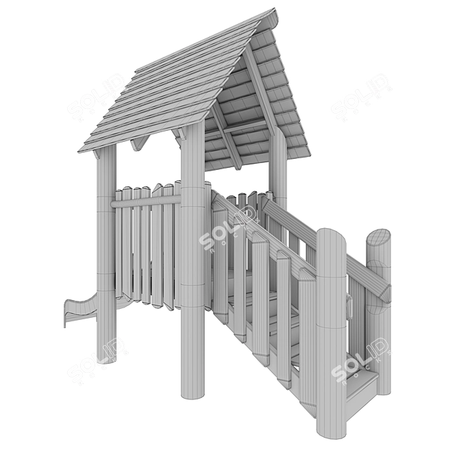 Kids Playhouse with Slide & Swing 3D model image 3