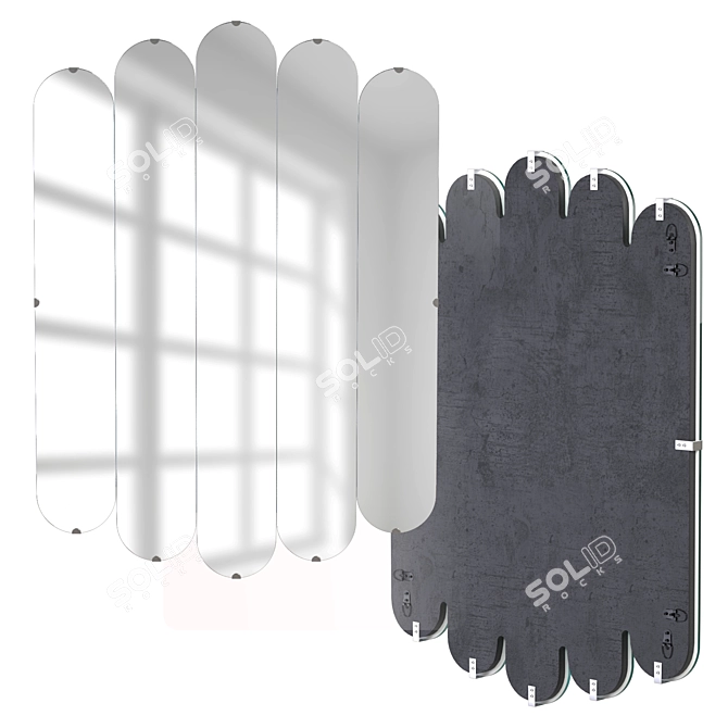 Arc Design Mirror Set, Versatile Hanging 3D model image 2