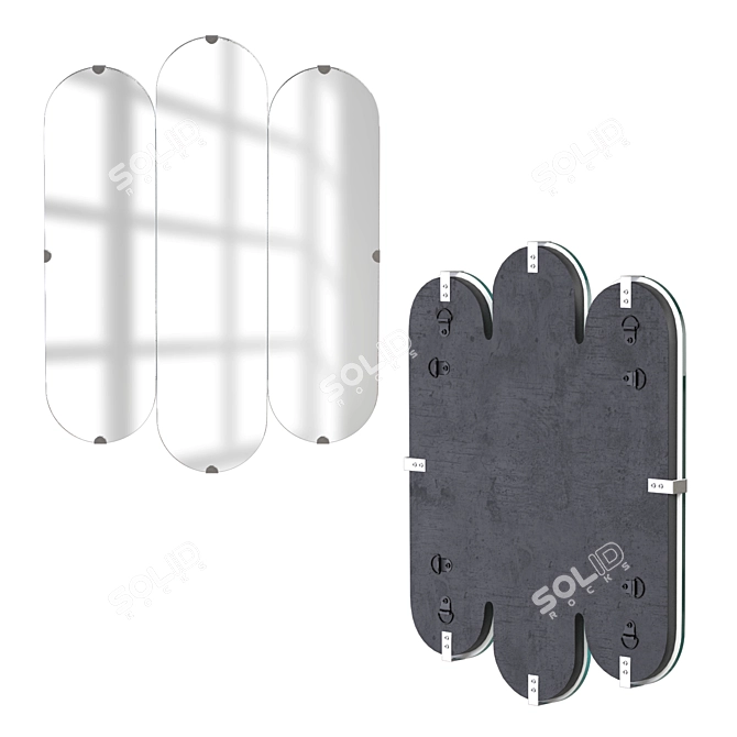 Arc Design Mirror Set, Versatile Hanging 3D model image 3