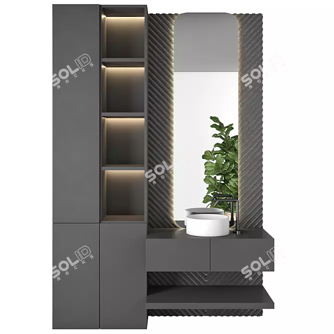 Modern Bathroom Furniture Set 3D model image 1