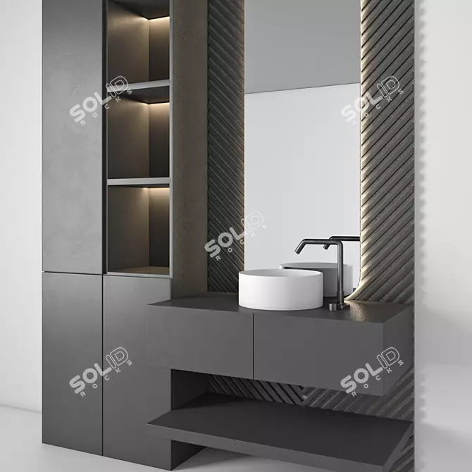 Modern Bathroom Furniture Set 3D model image 2