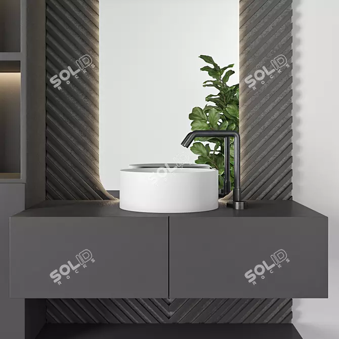 Modern Bathroom Furniture Set 3D model image 3