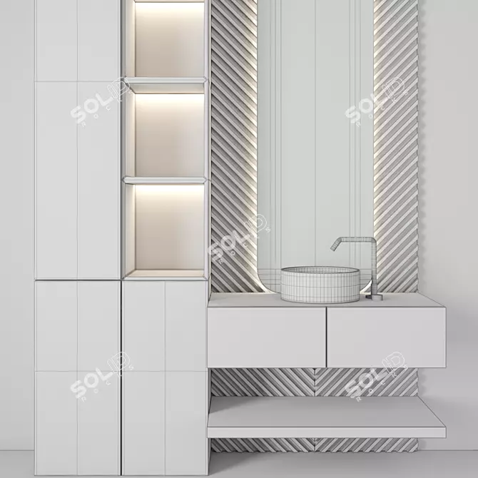 Modern Bathroom Furniture Set 3D model image 5