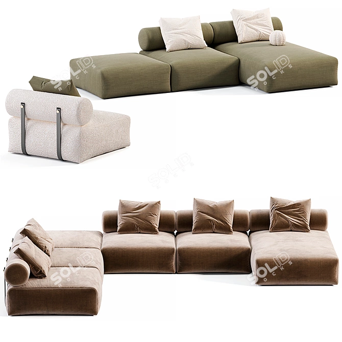 Elegant Shinto Corner Sofa Design 3D model image 3