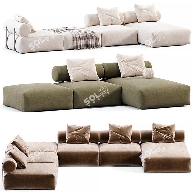 Elegant Shinto Corner Sofa Design 3D model image 4