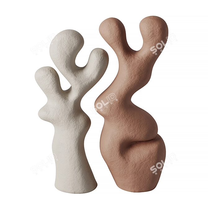 Modern Abstract Sculpture Set 01 3D model image 2