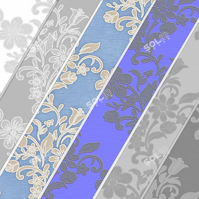 Damask Jacquard Brocade Fabric Set 3D model image 7