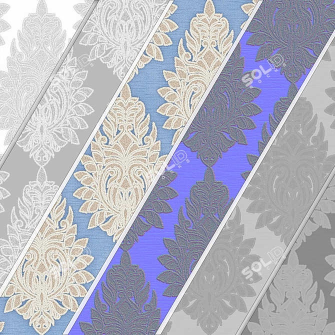 Damask Floral Jacquard Brocade Fabric Set 3D model image 7