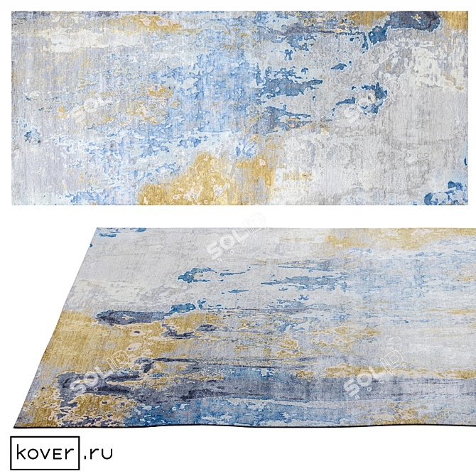 West Hollywood Aqua Abstract Rug 3D model image 1