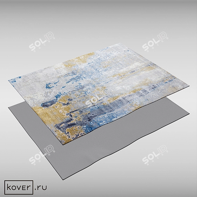 West Hollywood Aqua Abstract Rug 3D model image 2