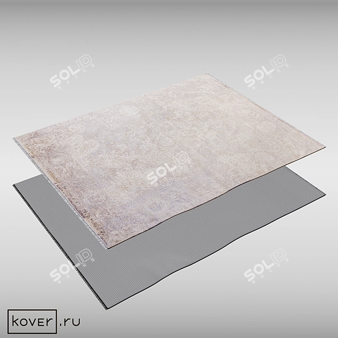 Modern Silk and Wool Rug 3D model image 2