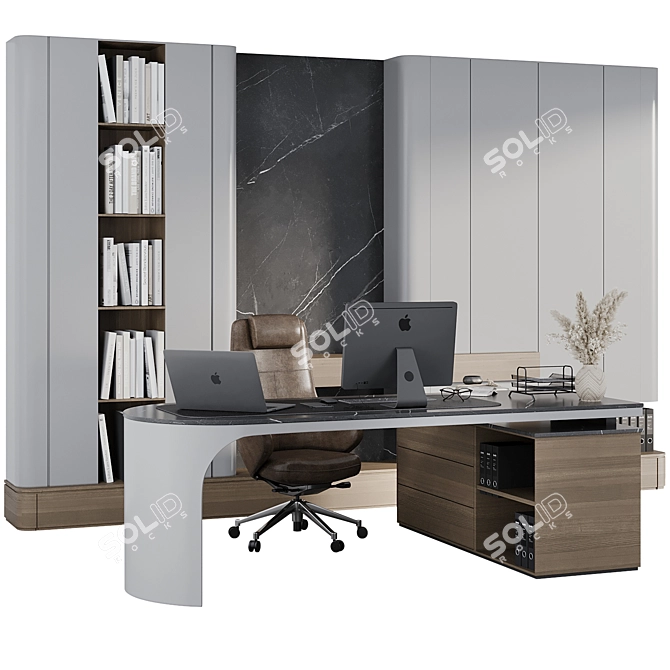 Industrial Chic Boss Desk Furniture 3D model image 1