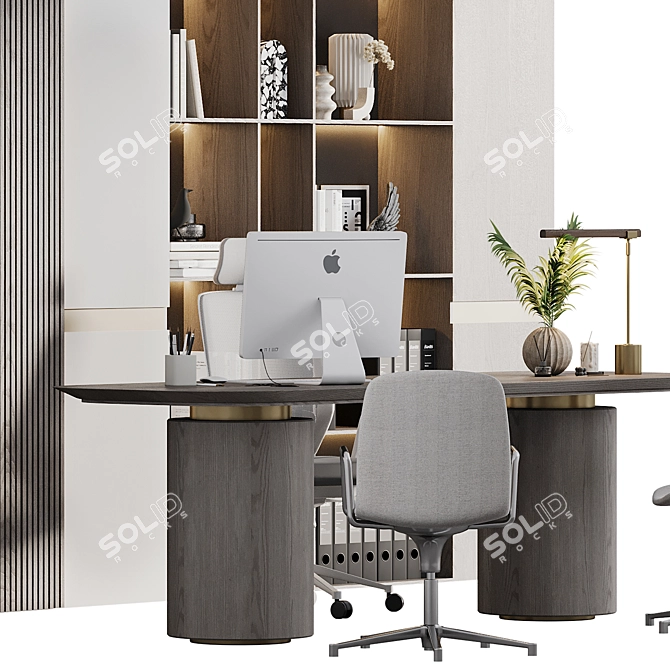 Industrial Chic Boss Desk Furniture 3D model image 3