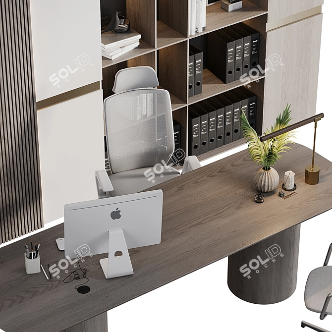 Industrial Chic Boss Desk Furniture 3D model image 5