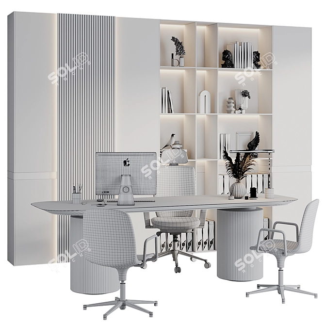 Industrial Chic Boss Desk Furniture 3D model image 6