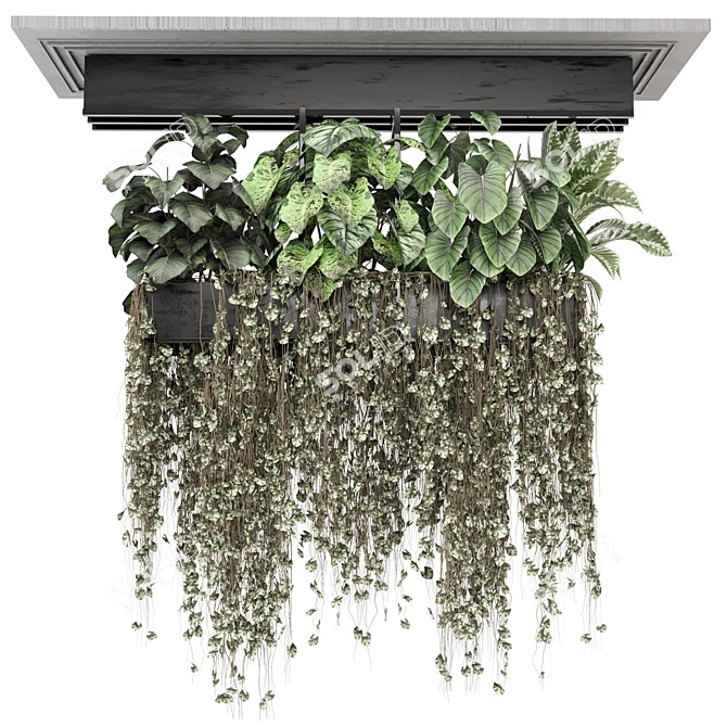 Compact Metal Hanging Plant Set 3D model image 1