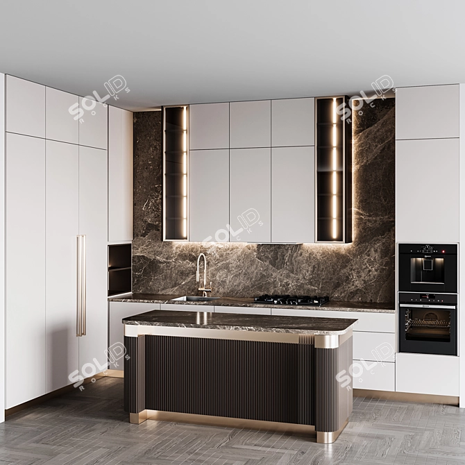 Customizable Modern Kitchen Unit 3D model image 2